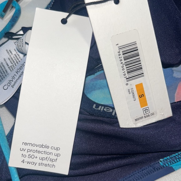 Calvin Klein Solid Blouson Tankini Navy Multi Sz S - Picture 12 of 12